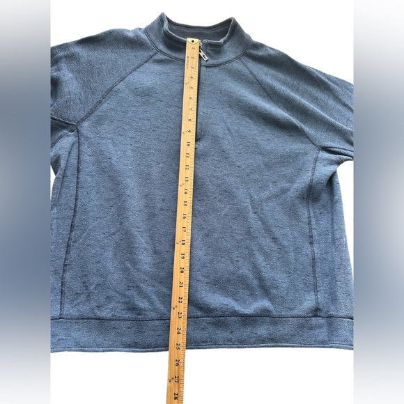 Men’s Large Tommy Bahama Quarter Zip Long Sleeve Blue Pullover Shirt Cotton - Picture 6 of 7